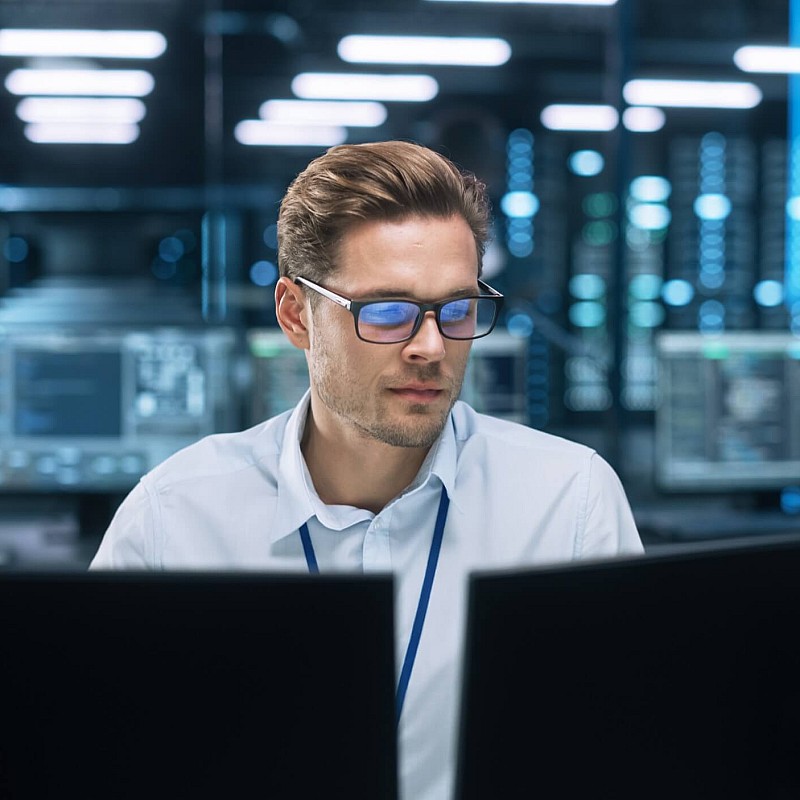 Nahaufnahme Anschlussleiste Serverschrank